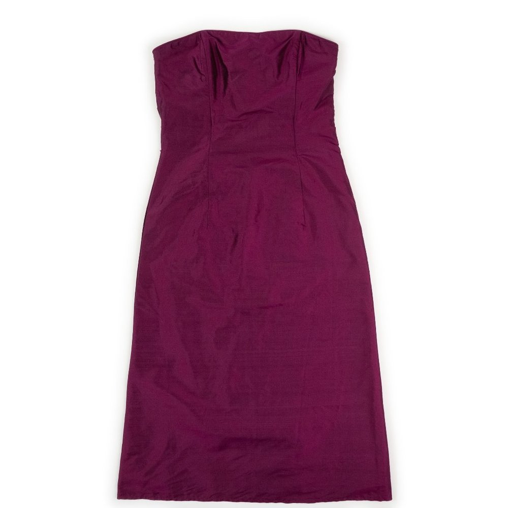JESSICA MCCLINTOCK strapless silk dress with buttons size 6